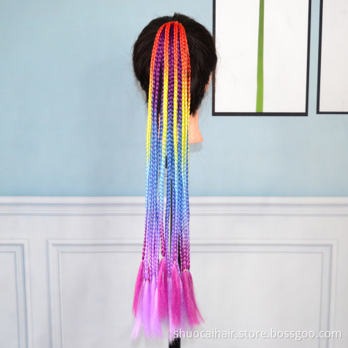 Ponytail Hairpiece With Rubber band hair ring Chignon 24 inch Crochet Jumbo Braid Synthetic Hair Ponytail Hair Extension
